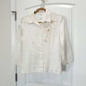 Richard Malcolm Women’s 100%Linen Lagenlook Embroidered,  Size XL